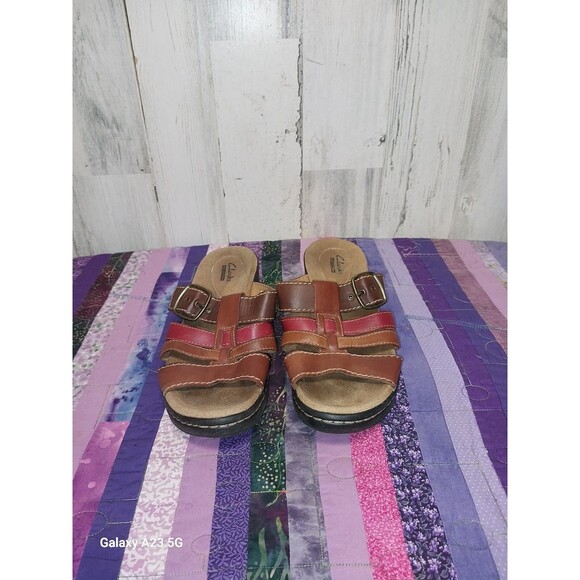 Clarks Collection Sandals Women's Size 7M Leather Multicolor Straps - Picture 3 of 10